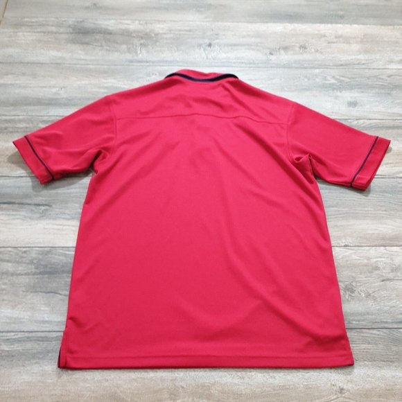 American Valet Mens Large Polo Short Sleeve Shirt Uniform Costume Red Black Work - Picture 7 of 9